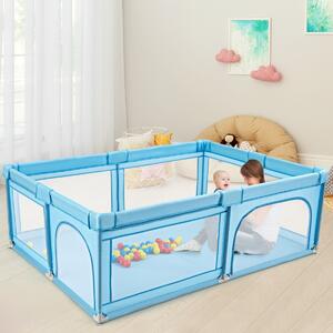 Costway Recinto extra large per neonati e bambini con rete traspirante, Box per bambini per interno ed esterno Blu