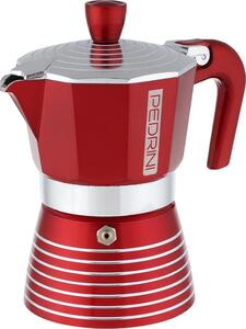 Pedrini Caffettiera 3 tazze Moka in Alluminio colore Rosso Passion - 02CF115 Infinity