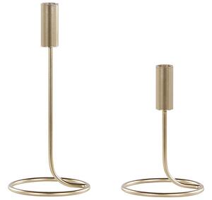 Set di 2 portacandele in ferro dorato di forma rotonda moderna e minimalista decorazione candelieri Beliani