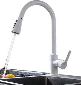 Miscelatore da cucina, acciaio inox, doppia maniglia, erogatore estraibile, CF04043WHWM Bianco