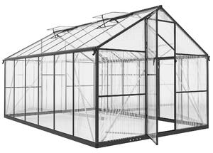 Outsunny Serra da Giardino con Finestre Superiori Regolabili, in Alluminio e Policarbonato, 363x247x205 cm, Nero | Aosom Italy