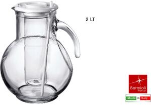 Bormioli Rocco Caraffa in Vetro Kufra litri 2 Coperchio Bianco - 360407