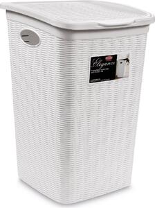 STEFANPLAST Cesto Portabiancheria Contenitore Bucato sporco in Plastica con coperchio Capacit 50 litri cm. 37x38,5x54,5 h colore Bianco - Elegance