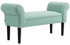 HOMCOM Panca da Letto Rivestita in Tessuto con Gambe in Legno, Braccioli e Seduta Imbottita, Verde Chiaro | Aosom Italy