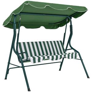 Outsunny Dondolo Giardino 3 Posti con Tettuccio Regolabile e Cuscini, Dondolo da Esterno in Acciaio e Poliestere, 170x110x153 cm, Verde | Aosom Italy