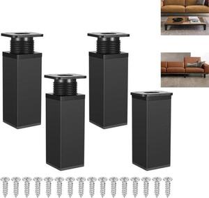 Set di 4 piedini regolabili in metallo, 4 x 4 x 8 cm, per armadi e cassettiere