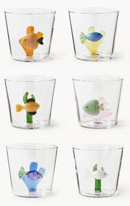 Set 6 bicchieri acqua in vetro borosilicato fatti a mano Marine Garden