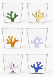 Set di 6 bicchieri acqua in vetro borosilicato fatti a mano Coral Reef
