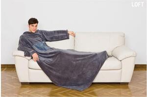 Kanguru Coperta con maniche Pile 140 x 210 cm Plaid Colore Grigio - Loft Deluxe 1095