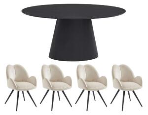 Set tavolo ANTELADA + 4 sedie GULSUN Nero e Beige