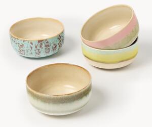 Set di 4 ciotole fatte a mano con smalto reattivo 70's