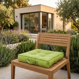 Fabotex Cuscino Quadrato con Maniglia in Misto Cotone Imbottito 50x50xH10 cm colore Verde