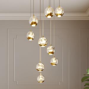 Lampada a sospensione Lucande, Hayley, Dorato / Ottone, Soggiorno, Vetro, Design