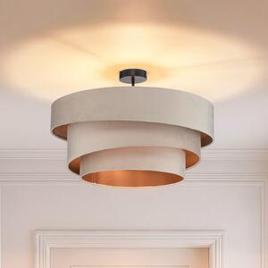 Plafoniera Lindby, Jusari, dimmerabile, Beige, Soggiorno, Tessuto / Tessile, Moderno