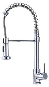 Rubinetto da cucina - Rubinetto da lavello con getto estensibile a molla - Orientabile a 360° - Miscelatore caldo/freddo - 2 tipi di getto - Monocomando - Ottone massiccio - Argento
