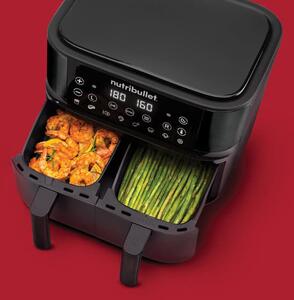 NutriBullet Friggitrice ad Aria Capacit 8 Litri Potenza 2850 Watt con Timer colore Nero - NBA081B Twin Drawer Air Fryer