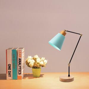 Opviq, lampada da tavolo di alta qualità, struttura in metallo con base in legno, diametro: 14 cm, altezza: 52 cm, attacco E27, IP20, turchese, design scandinavo per interni moderni