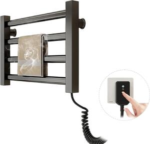 Scaldasalviette elettrico - Scaldasalviette da parete - Temperatura costante a 55 °C - Protezione IPX4 contro gli spruzzi d'acqua - Installazione senza forature - Spina UE - Nichel nero
