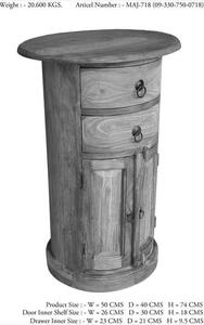 LEEDS #16 Comodino in legno di sheesham - oliato / grigio 50x40x74