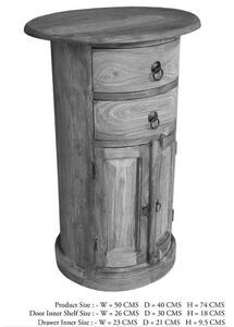LEEDS #16 Comodino in legno di sheesham - oliato / grigio 50x40x74