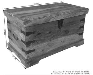 LEEDS #33 Cassapanca in legno di sheesham - oliato / grigio 90x47x50
