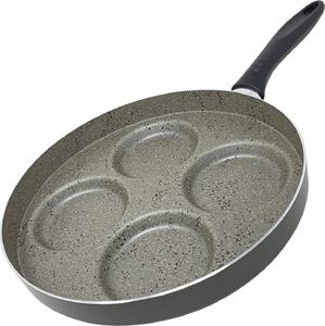 DecHome Padella per Pancake cm 28 Antiaderente con 4 Cerchi - Happy Stone