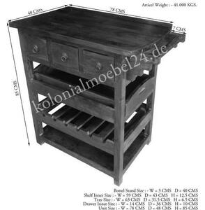 Tavolo da servizio in legno di Acacia 85x48x86 nougat laccato OXFORD #455