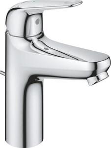 Rubinetto per lavabo, GROHE Swift 24328001, cromato, misura M, uscita acqua fredda, a risparmio idrico, con set di scarico a tirante