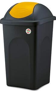 STEFANPLAST Pattumiera Basculante litri 60 Nero Coperchio Giallo Limone - 70203