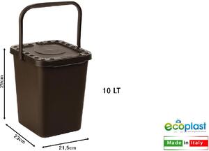 Ecoplast Pattumiera Chiusa litri 10 Marrone - 527429