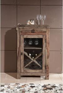 Porta bottiglie in legno di Sheesham / palissandro 60x40x104 grigio scuro oliato NATURE GREY #94