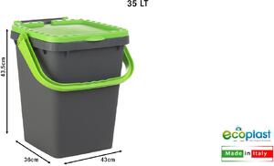 Ecoplast Pattumiera Ecoplus litri 35 Coperchio Verde - 527566