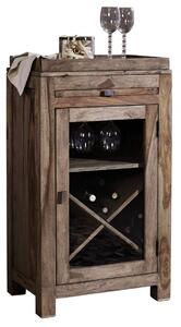 Porta bottiglie in legno di Sheesham / palissandro 60x40x104 grigio scuro oliato NATURE GREY #94