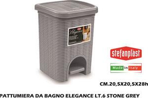 STEFANPLAST Pattumiera da Bagno Elegance lt 6 Stone Grey - SF30132