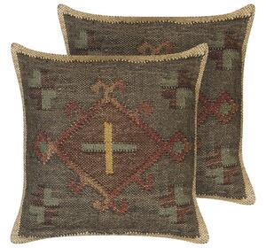 Set di 2 cuscini in iuta multicolore 45 x 45 cm stile orientale etnico kilim camera da letto soggiorno Beliani