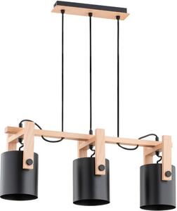 Lampada a sospensione in stile loft a tre luci regolabile con struttura in legno TROIS 3xE27 15W ALF63056 Alfa