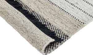 Tappeto beige e nero lana cotone 160 x 230 cm rettangolare intrecciato a mano con frange Beliani