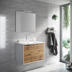 Pensile bagno sospeso 45 cm effetto legno rovere scuro reversibile chiusura  push