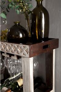 Porta bottiglie in legno di mango / acacia 70x30x90 bianco cerato CASTLE-ANTIK #277
