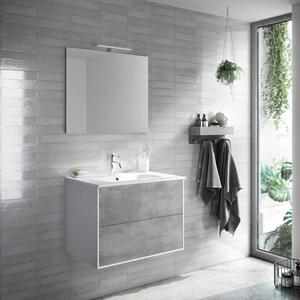 Mobile bagno 85 cm con lavabo e specchio bianco portuna - Claudia 93826