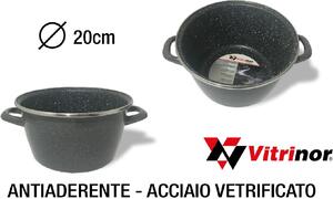 Vitrinor Pentola a Induzione Casseruola 2 Manici cm 20 Acciaio Vetrificato