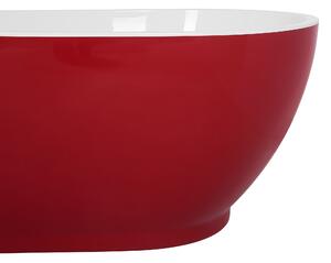Vasca da bagno freestanding in acrilico sanitario rosso e bianco singolo 173 x 82 cm ovale dal design moderno Beliani