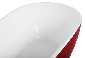 Vasca da bagno freestanding in acrilico sanitario rosso e bianco singolo 173 x 82 cm ovale dal design moderno Beliani