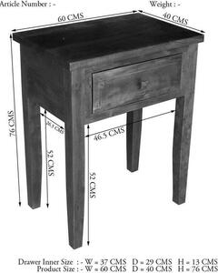 Tavolo d'appoggio in legno di Acacia 60x40x75 nougat laccato OXFORD #907