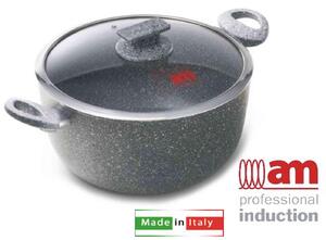 Accademia Mugnano Pentola Casseruola cm 26 con Coperchio in Vetro - Regina di Pietra