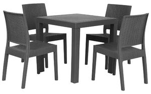 Set da pranzo da giardino Tavolo quadrato grigio 80 x 80 cm 4 sedie impilabili 4 posti minimalista Beliani