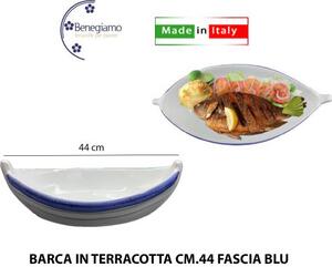 Benegiamo Piatto Barca Fascia Blu 44 cm in Terracotta - BENE867539