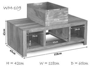 Tavolino da salotto in legno di Sheesham / palissandro 118x65x42 grigio scuro oliato TAMBORA #878