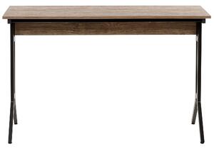 Scrivania da home office Piano in legno scuro Gambe in acciaio verniciato a polvere Nero 120 x 48 cm Design industriale moderno Beliani