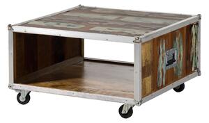 Tavolino da salotto in legno di Legno riciclato 80x80x42 multicolore laccato INDUSTRIAL #101